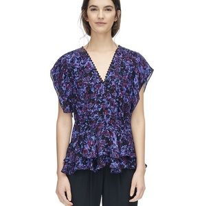 Rebecca Taylor Draped Bouquet Rhapsody Silk Blouse